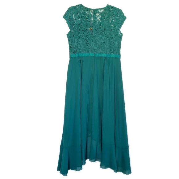 Miusol Deep Green Faux Wrap Ruffle Dress Scalloped Neck HiLo Skirt sz XXL= US XL - Picture 5 of 11